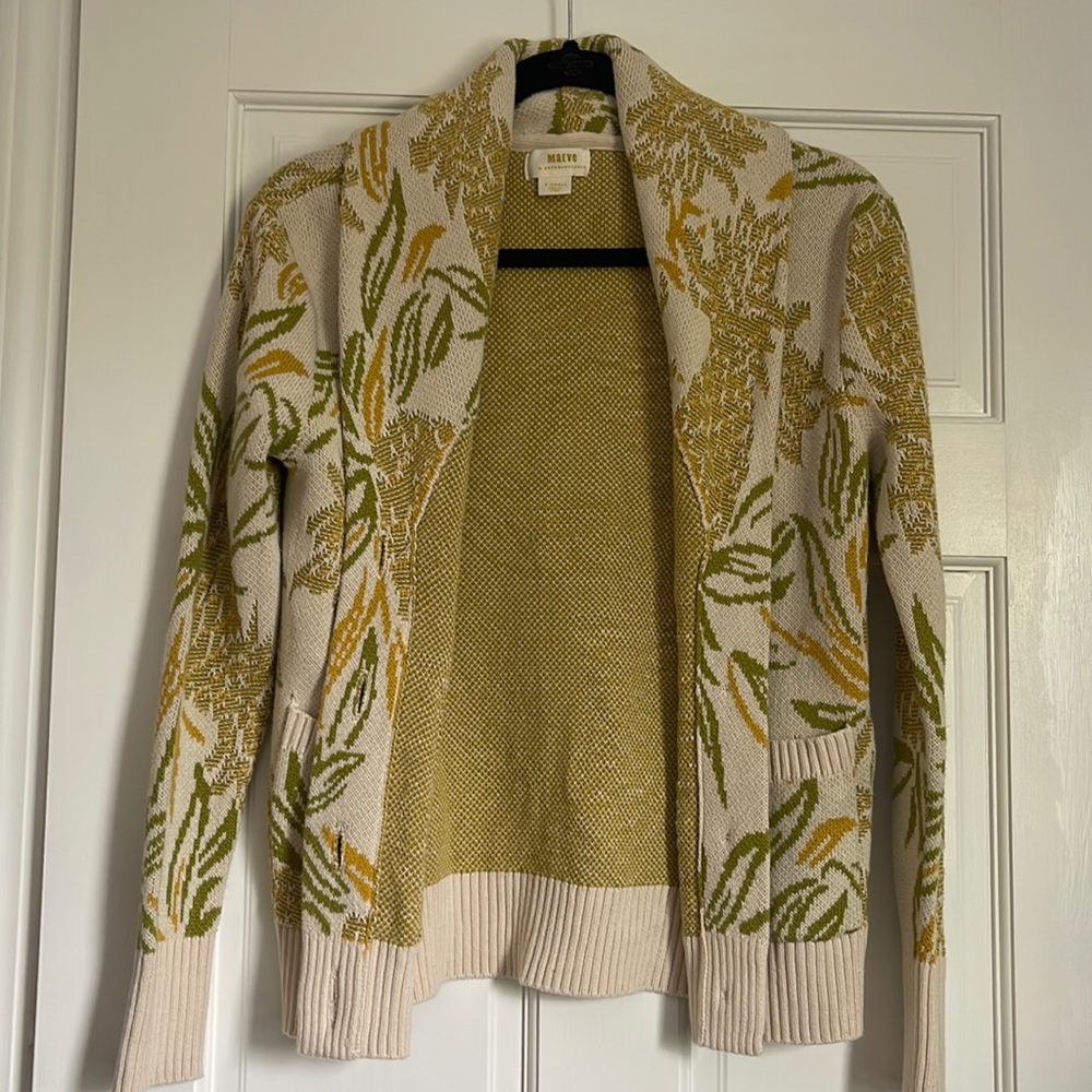 Anthropologie Maeve pineapple button down cardigan sweater.